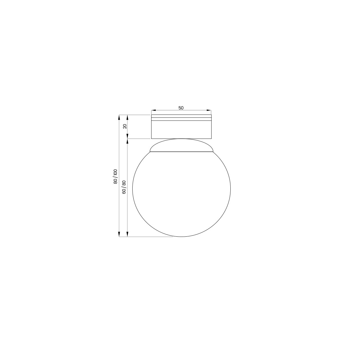 Desenho técnico cotado Glob, da Usina Design